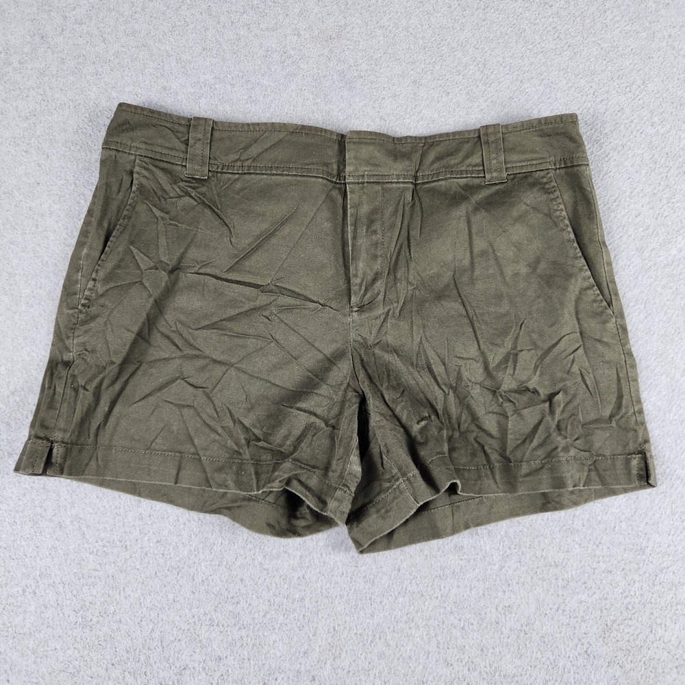 New York & Company Shorts Womens 10 Green Cotton Stretch Slash Pocket High Waist